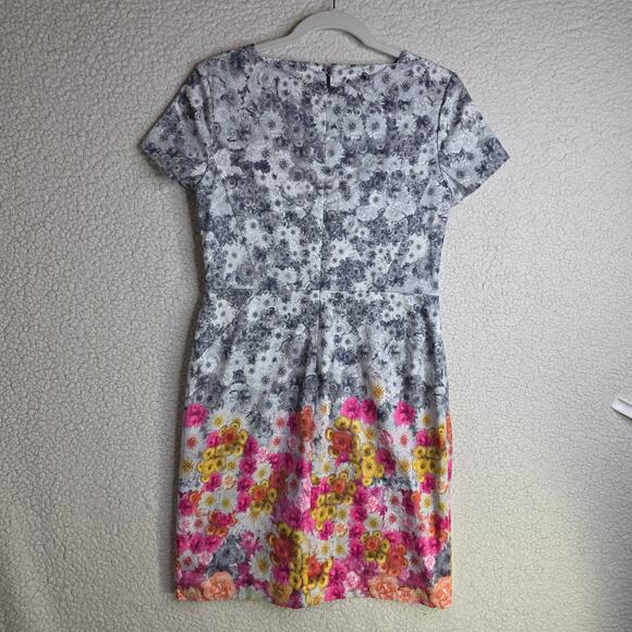 Talbots 6P Floral Cotton Square neckline Classy Dopamine happy dress Bodycon Zip - Picture 4 of 15